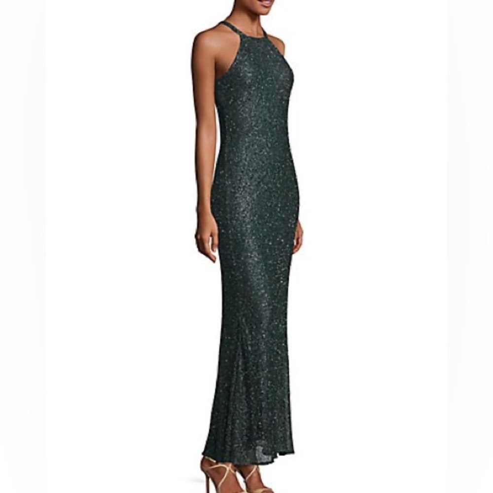 Badgley Mischka Beaded Halter Gown